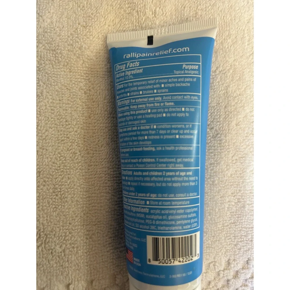 Lot of 5 Ralli Rapid Pain Relief Gel 10% Menthol Topical Analgesic 3oz Tubes